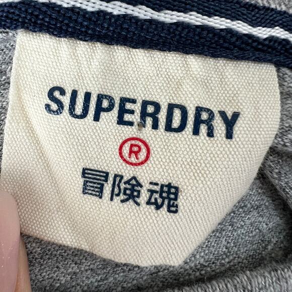 SUPERDRY Gray Sportstyle Essential Crop Top Cotton Ribbed Cuffs Crew Neck Size 4 - Picture 9 of 11